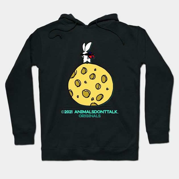 Mr Moustache Rabbit Landed On the Moon Hoodie by AnimalsDontTalk